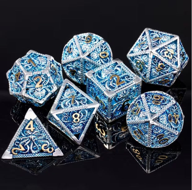 Blue Octopus - Hollow Metal Dice Set