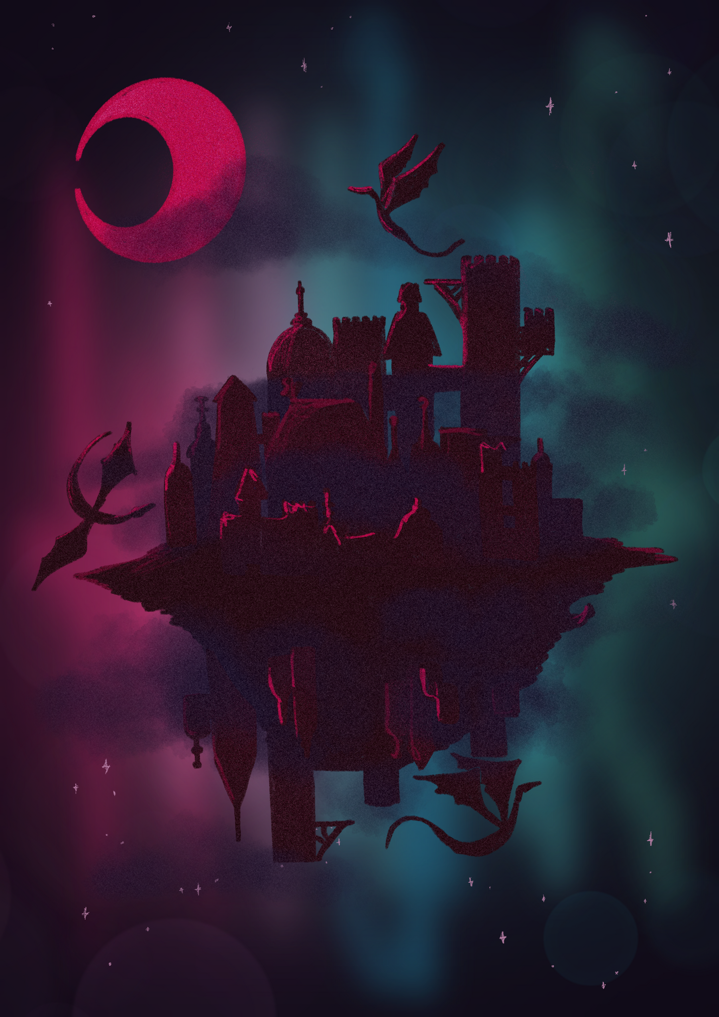Wyvern Moon Rising - A4 Print