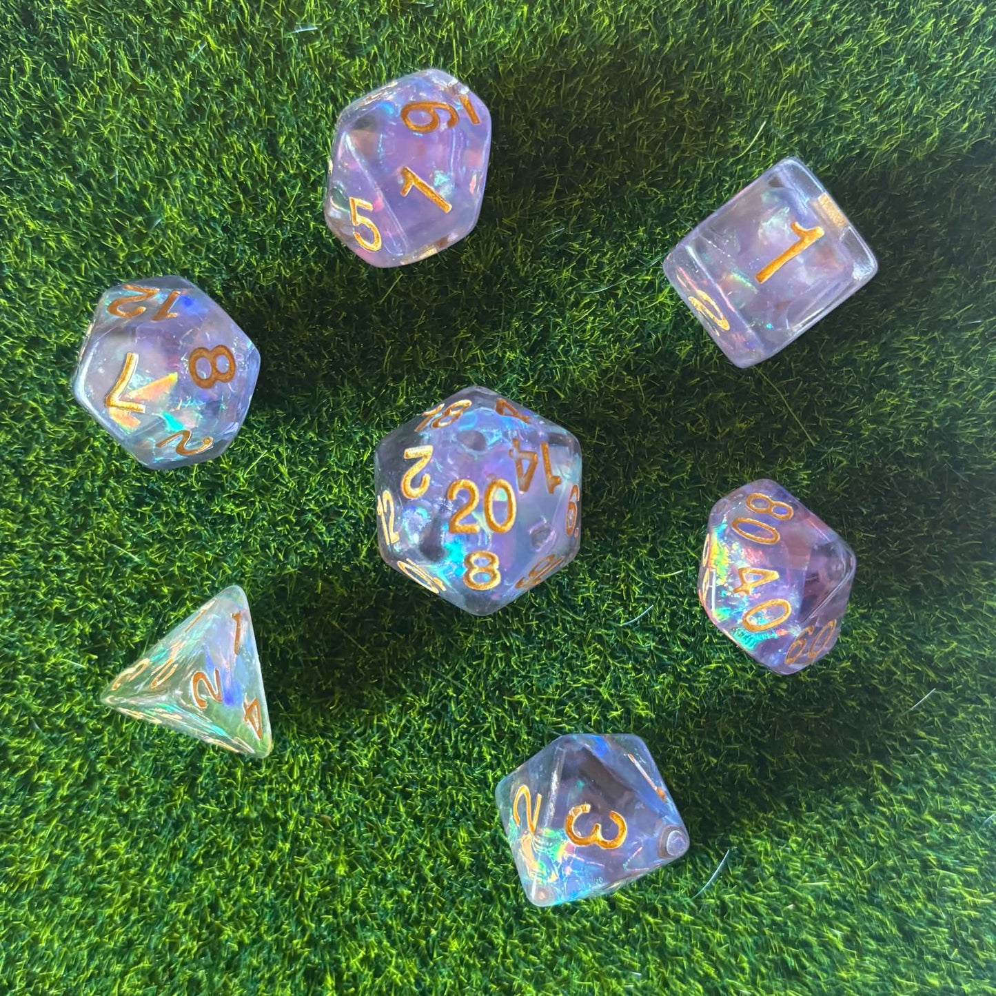 Purple Blue Clear Dice Set