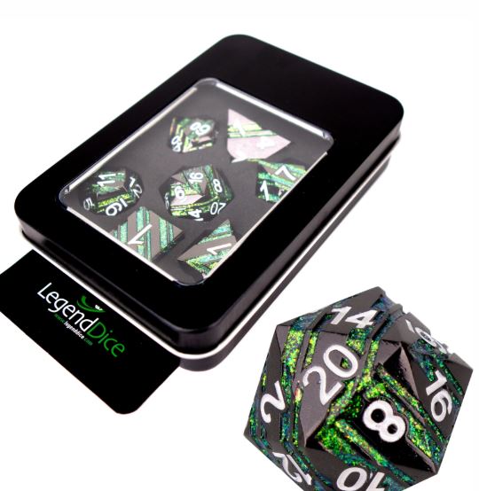 Black Green - Metal Dice Set