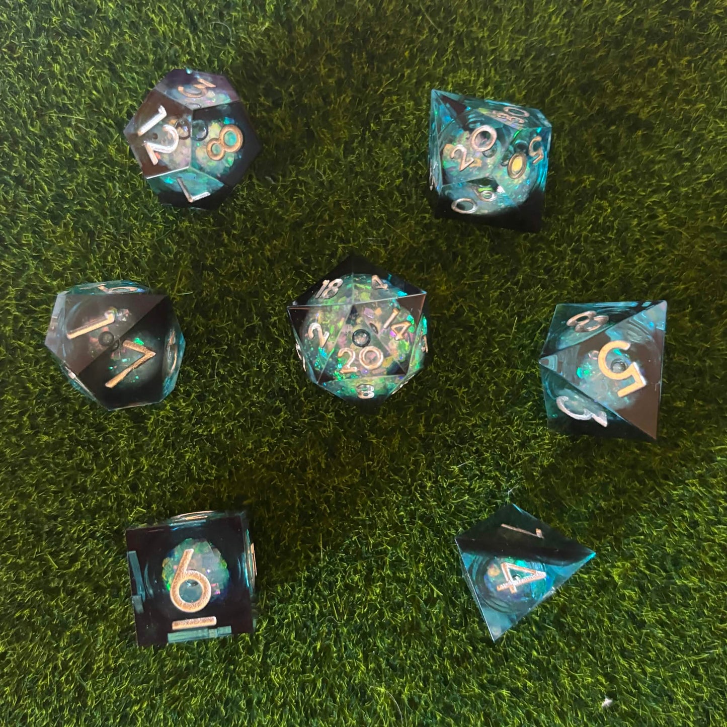 Raven - Blue Black Liquid Core Dice Set