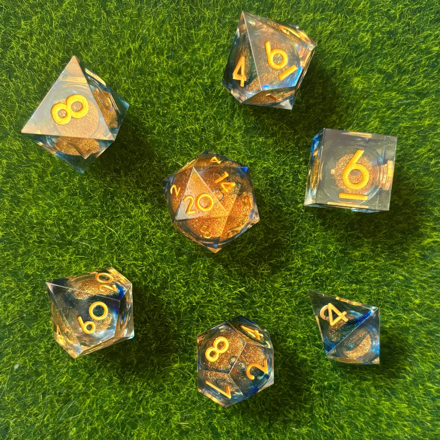 Blue Gold - Liquid Core Dice Set