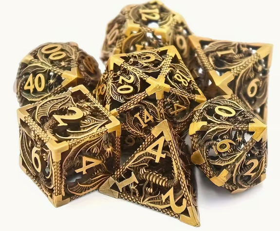Gold Dragon - Hollow Metal Dice Set
