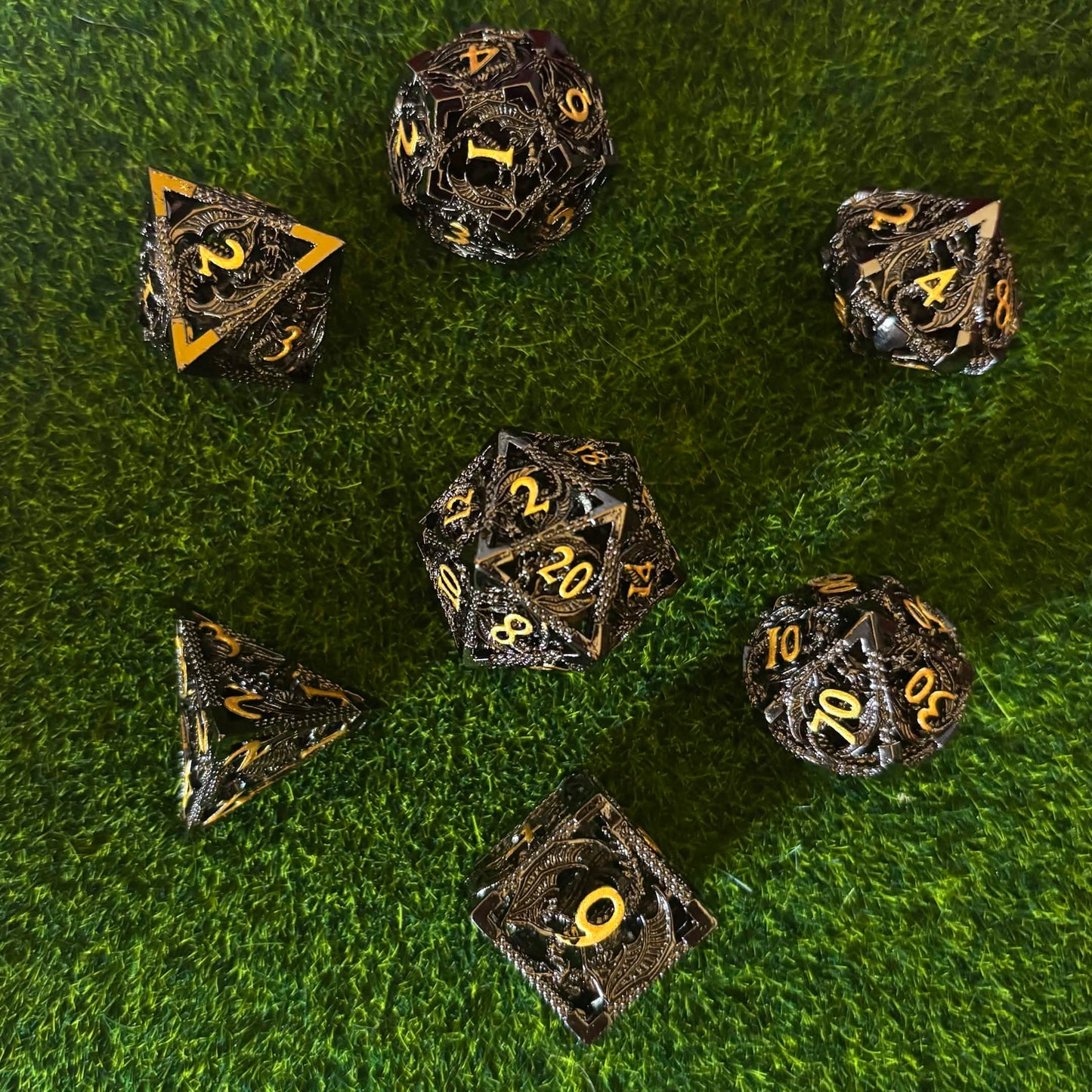 Silver Dragon - Hollow Metal Dice Set