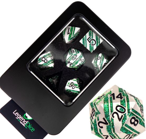 Silver Green - Metal Dice Set