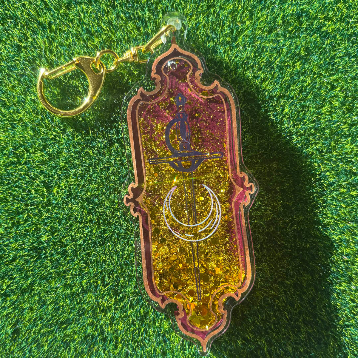 Sword and Moon - Liquid Core Keychain