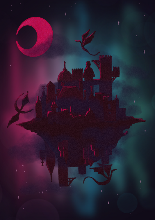 Wyvern Moon Rising - A4 Print