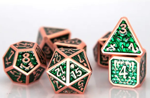 Green Dragon Scale - Metal Dice Set