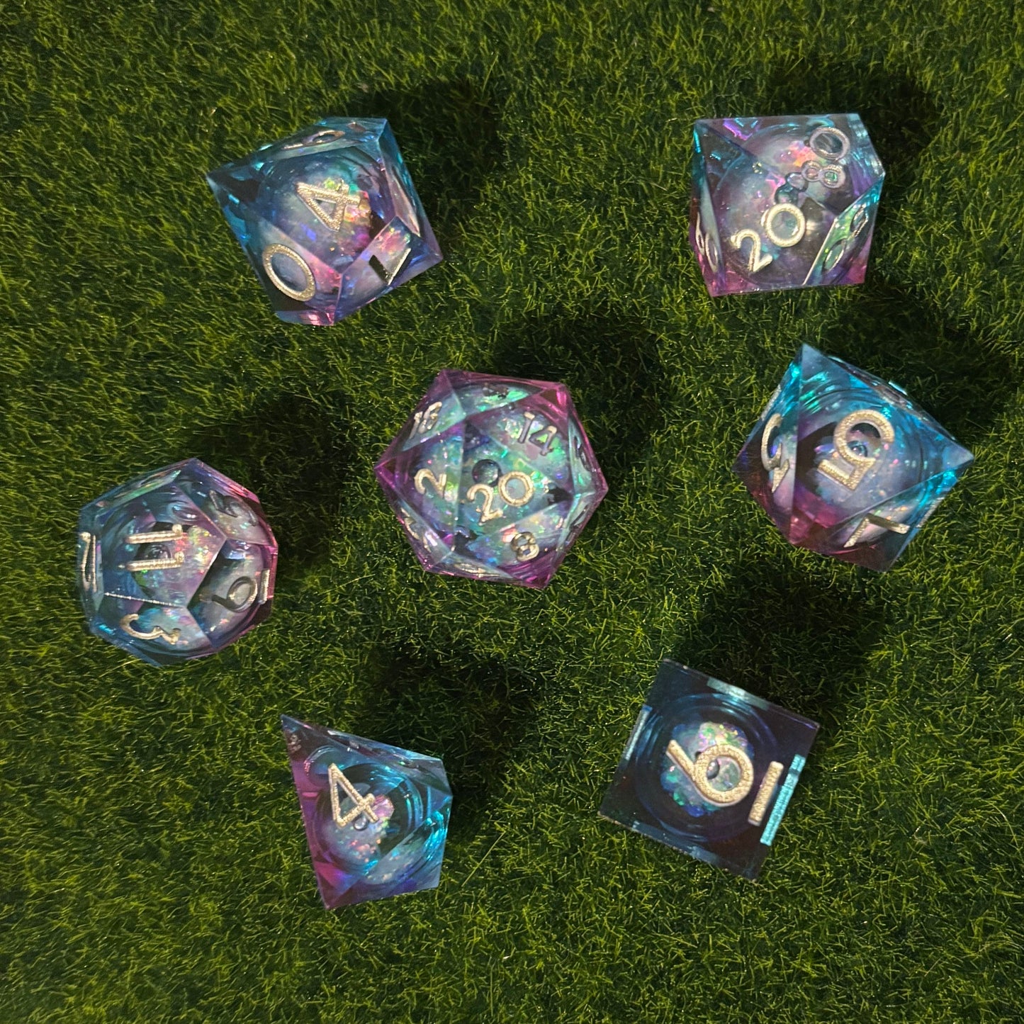Blue and Purple Mermaid - Liquid Core Dice Set