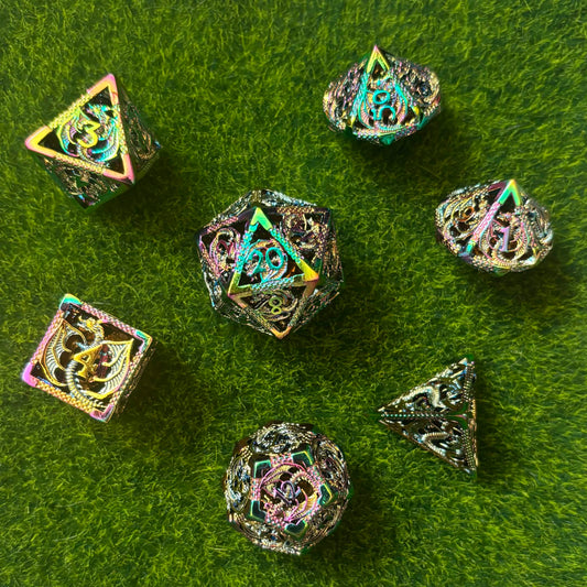 Rainbow Dragon - Hollow Metal Dice Set