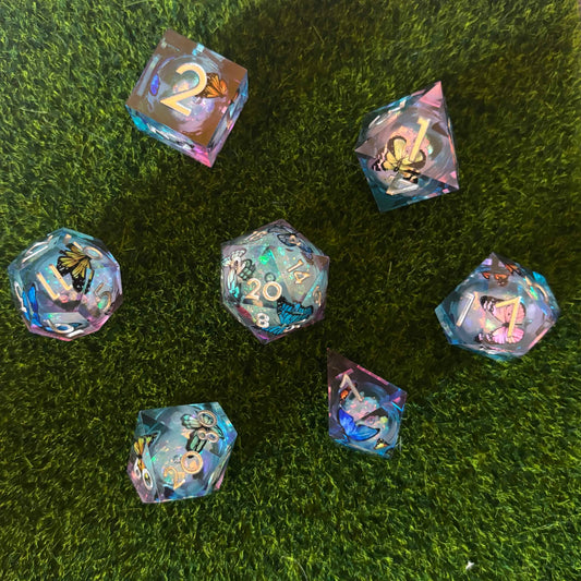Blue Butterfly - Liquid Core Dice Set