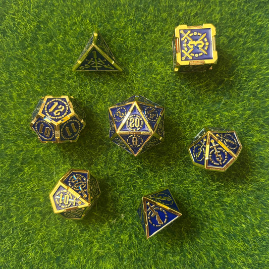 Blue and Gold - Metal Dice Set