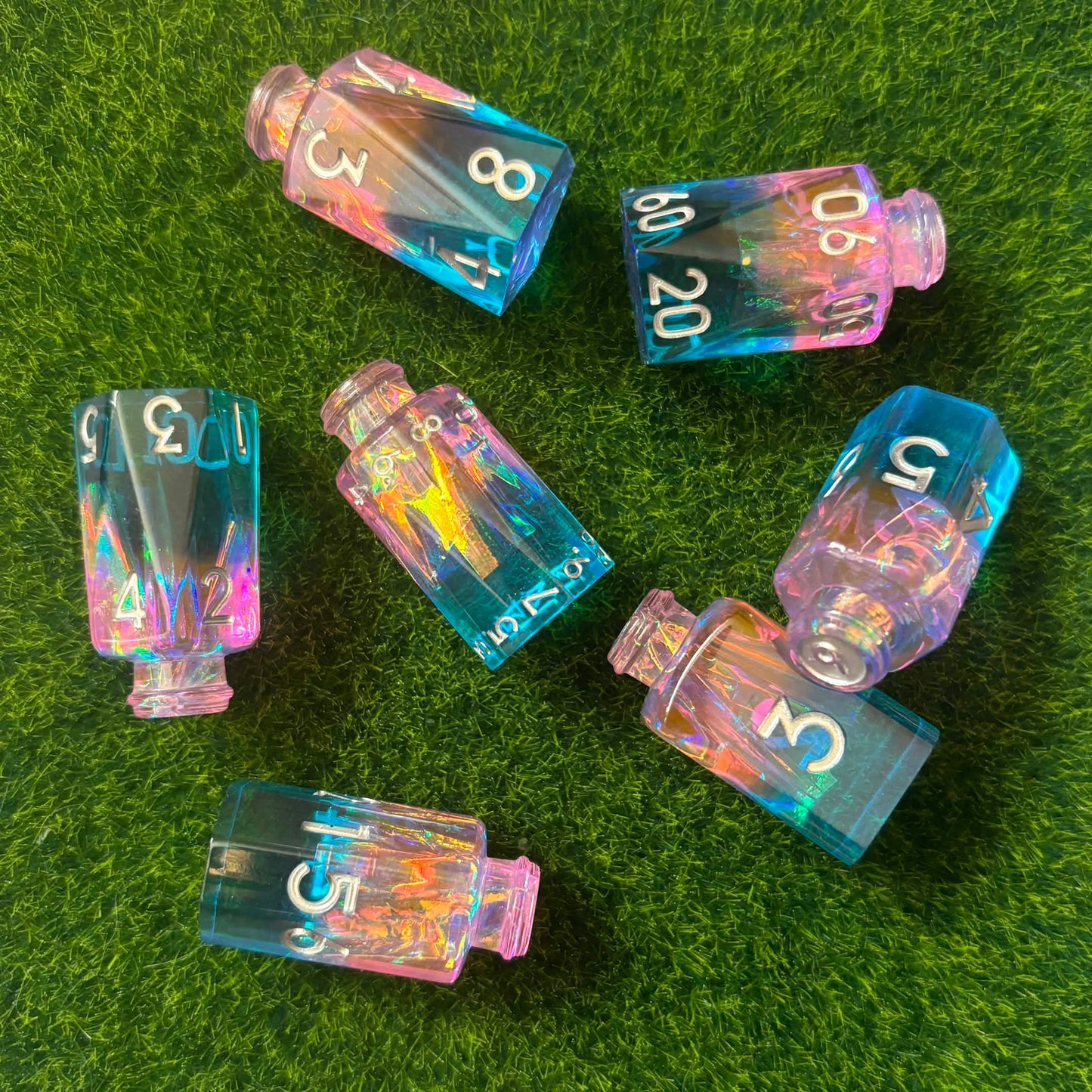 Pink Blue Potion Bottles - Dice Set