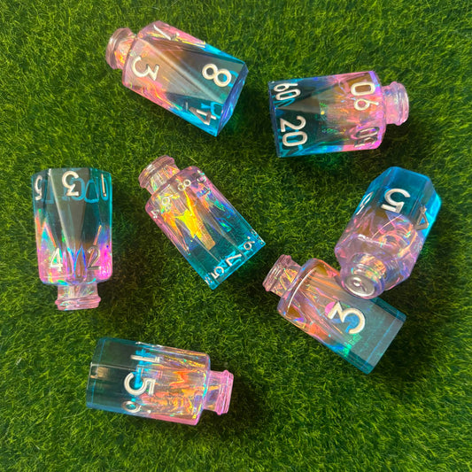 Pink Blue Potion Bottles - Dice Set