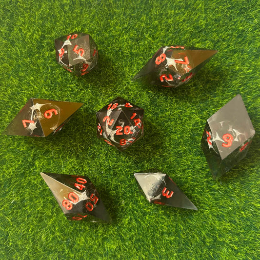 Red Black Shard - Sharp Edge Dice Set
