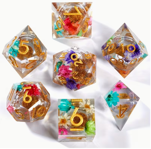 Flowers - Liquid Core Dice Set