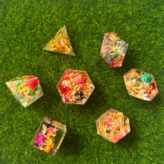 Flowers - Sharp Edge Dice Set