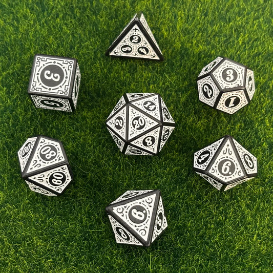 White Black Glyph - Dice Set