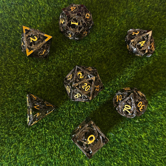 Silver Dragon - Hollow Metal Dice Set