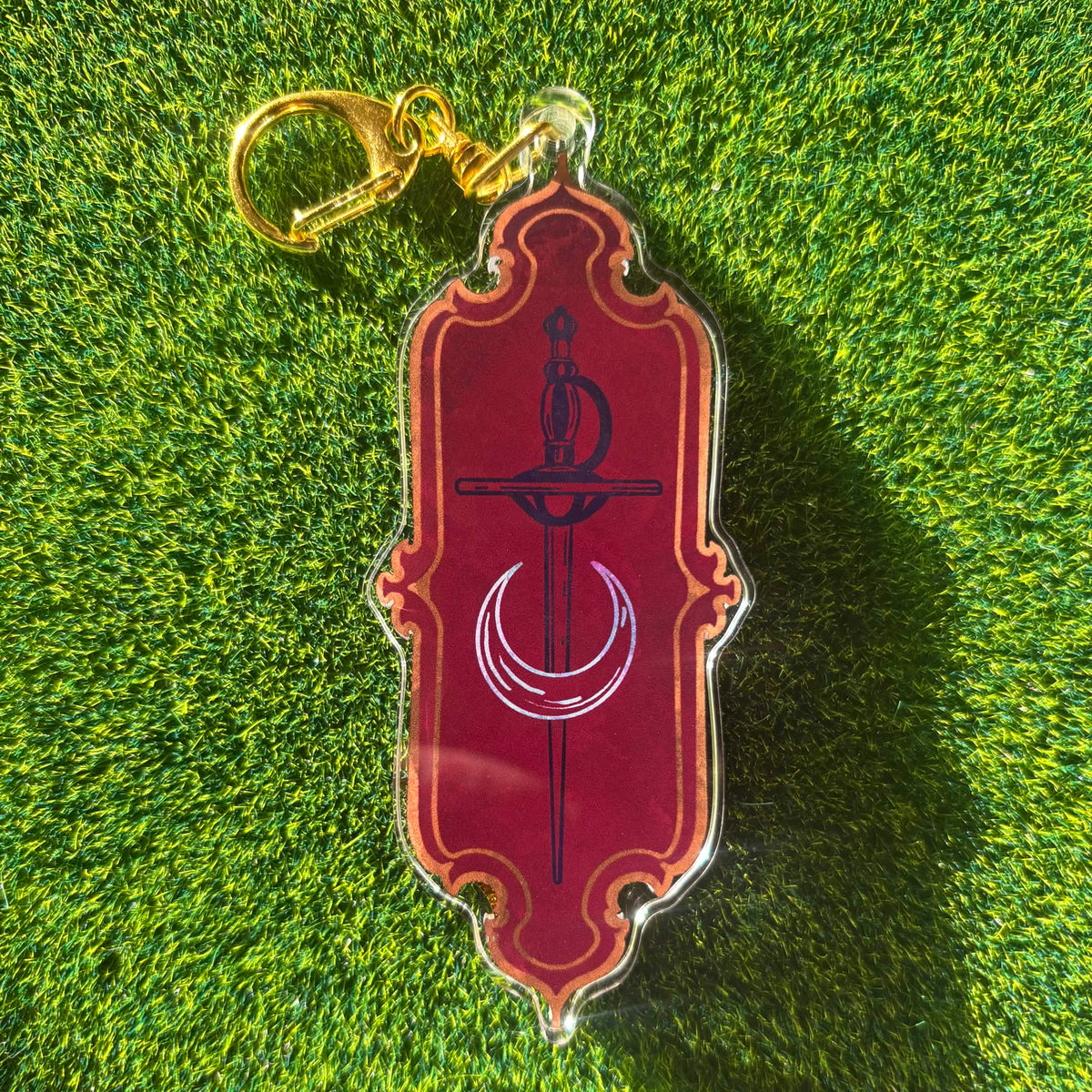 Sword and Moon - Liquid Core Keychain