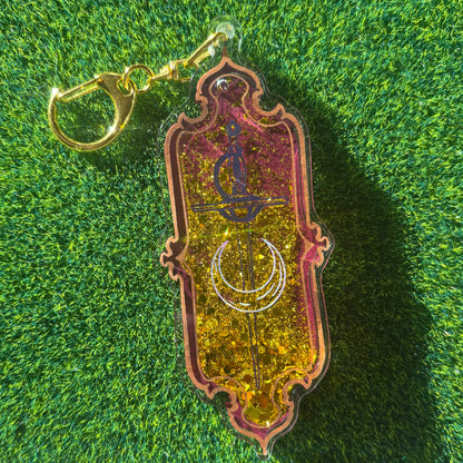 Sword and Moon - Liquid Core Keychain