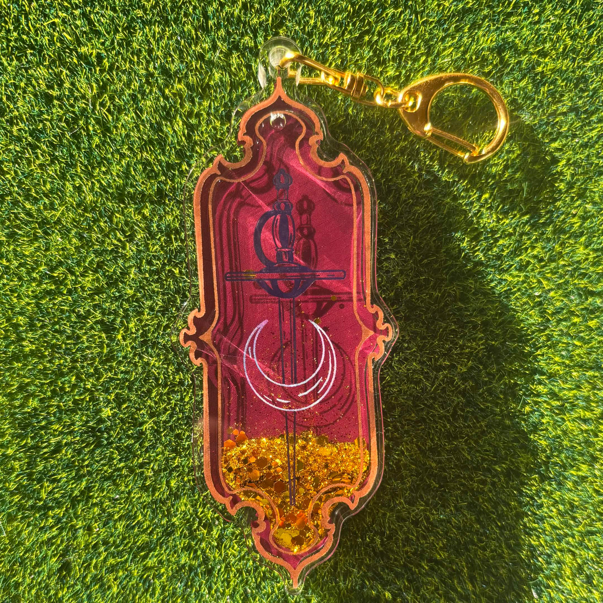Sword and Moon - Liquid Core Keychain