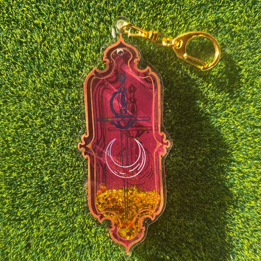 Sword and Moon - Liquid Core Keychain