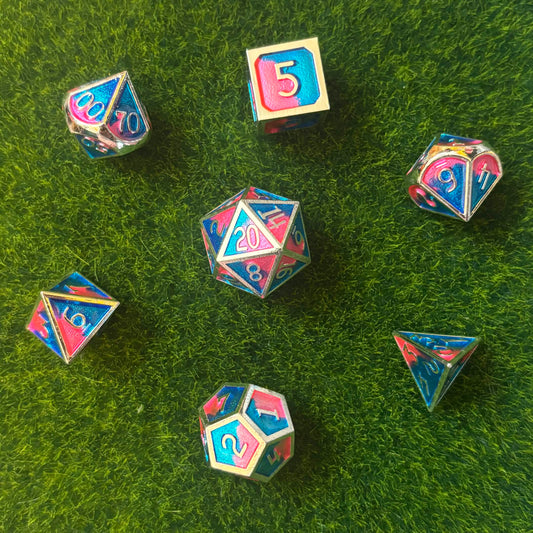 Pink Blue - Metal Dice Set