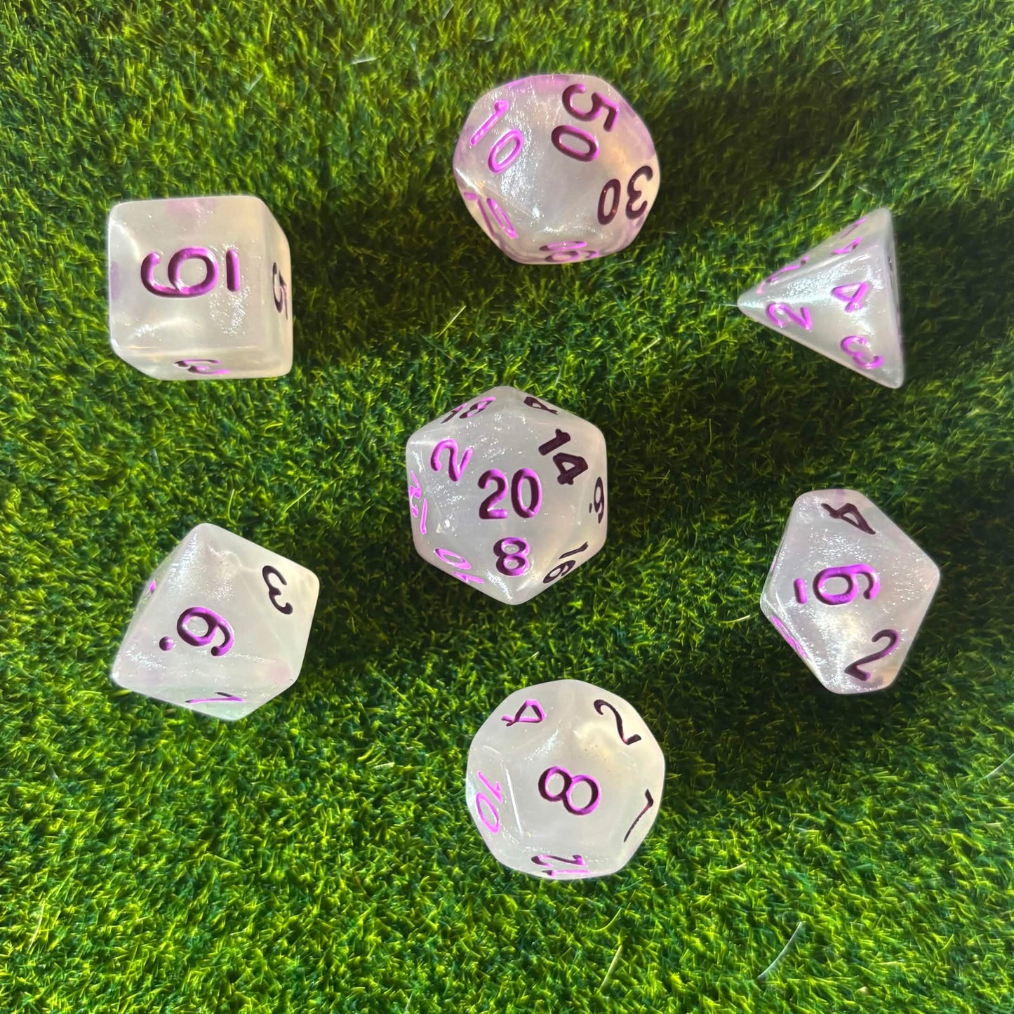 White Purple Dice Set